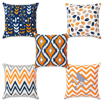 Story@Home Orange Abstract Polyester 5 Units of Helio Cushion Covers