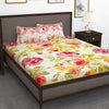 210 TC Cream Floral 1 King Size Bedsheet With 2 Pillow Cover