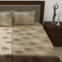 Metro 186 TC Cotton Grey Floral Bedsheet with Pillow Covers