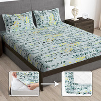 Arena 186 TC Grey Queen Size Fitted Bedsheet With 2 Pillow Cover