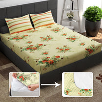 144 TC 100% Cotton Cream Queen Fitted Bedsheet