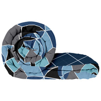 180 GSM Blue Hexagon Microfiber Fusion Reversible Single Comforter