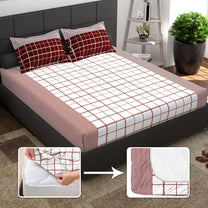 144 TC 100% Cotton  White Queen Fitted Bedsheet