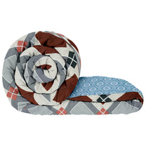 180 GSM Beige & Grey Abstract Microfiber Fusion Reversible Double Comforter