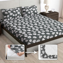 Arena 186 TC Grey Queen Size Fitted Bedsheet With 2 Pillow Cover