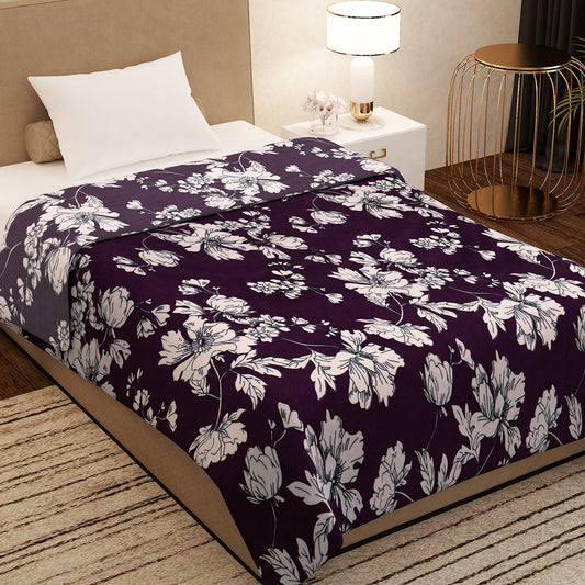 Finley 300 GSM Purple Floral Single Size Blanket