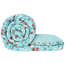 180 GSM Blue Floral Microfiber Fusion Reversible Double Comforter