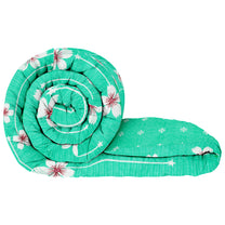 180 GSM Ocean Green Floral/Motif Microfiber Fusion Reversible Double Comforter