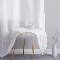 2 Pcs White Sheer Transparent Polyester Linen Sheer Window | Door | Long Door Curtains