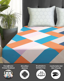 Arena 186 TC Peach Double Size Bedsheet With 2 Pillow Cover