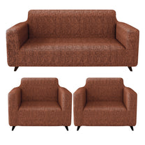 Sofa Cover Combo – 2 Pcs 1 Seater and 1 Pc 3 Seater Elastic Stretchable in Light Brown Solid Pattern by Story@Home