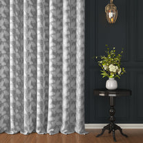 2 Pcs 400 GSM Grey Azurio Jacquard Window / Door / Semi Long Door/ Long Door Curtains