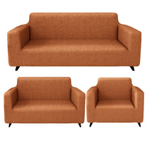 Sofa Cover Combo – 1 Pc 1 Seater, 1 Pc 2 Seater, and 1 Pc 3 Seater Elastic Stretchable in Orange Criss Cross Pattern by Story@Home