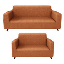 Sofa Cover Combo – 1 Pc 2 Seater and 1 Pc 3 Seater Elastic Stretchable in Orange Criss Cross Pattern by Story@Home