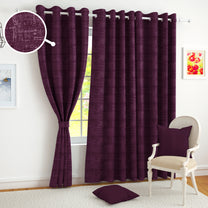 2 Pcs Maroon Grunge Blackout Emboss Faux Silk Room Darkening Window/Door/Long Door Curtains