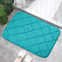 2 Units Encore Memory Foam Quatre Foil Cyan Blue Doormat