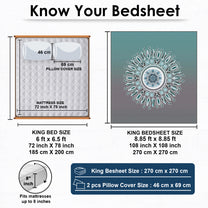 Story@home 240 TC Talespun Gold Microfiber Green & Grey King Size Traditional Ethnic Bedsheet with 2 Pillow Covers