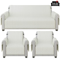 Sofa Throw Cover Combo – 2 Pcs 1 Seater and 1 Pc 3 Seater Off White Solid Pattern with Pocket by Story@Home