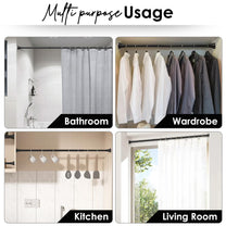 Story@Home Matte Black Extendable Shower Curtain Tension Rod Non-Drilling Anti-Skid Spring Pull Rod