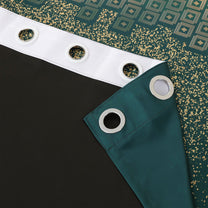 2 Pcs Green and Beige Abstract Digital Faux Silk Medium room Darkening Window | Door | Long Door Curtains