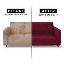 Sofa Cover Combo – 1 Pc 1 Seater, 1 Pc 2 Seater, and 1 Pc 3 Seater Elastic Stretchable in Wine Red Criss Cross Pattern by Story@Home