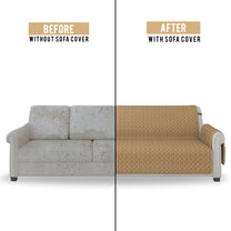 Sofa Throw Cover With Solid Pattern In Beige For 1 | 2 | 3 | 4 Seater From Story@Home