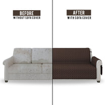 Sofa Throw Cover With Solid Pattern In Brown For 1 | 2 | 3 | 4 Seater From Story@Home