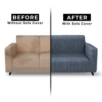 Sofa Cover Combo – 1 Pc 1 Seater, 1 Pc 2 Seater, and 1 Pc 3 Seater Elastic Stretchable in Grey Criss Cross Pattern by Story@Home