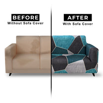 Sofa Cover Combo – 1 Pc 1 Seater, 1 Pc 2 Seater, and 1 Pc 3 Seater Elastic Stretchable in Navy Blue & Black Abstract Pattern by Story@Home