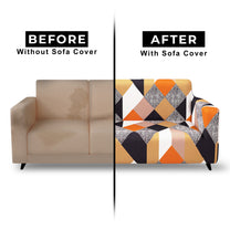 Story@Home Elastic Stretchable 1 | 2 | 3 | 4 Seater Dark Orange And Beige Abstract Pattern Sofa Cover