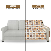 Story@Home Beige & White  1 | 2 | 3 | 4 Seater Geometric & Stripes Pattern Sofa Throw Cover