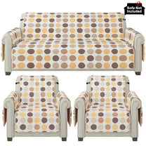 Sofa Throw Cover Combo – 2 Pcs 1 Seater and 1 Pc 3 Seater Beige & White Geometric & Stripes Pattern with Pocket by Story@Home