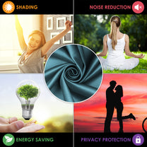 2 Pcs Blackout Foil Cyan Blue & Light Grey Gradient Window/Door/Semi Long Door/Long Door Curtains