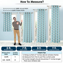 2 Pcs 400 GSM Blue Azurio Jacquard Window / Door / Semi Long Door/ Long Door Curtains