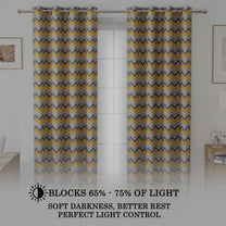 2 Pcs 250 GSM Yellow & Grey Topaz Polyester Window / Door / Semi Long Door/ Long Door Curtains