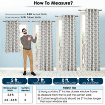 2 Pcs 400 GSM Grey Azurio Jacquard Window / Door / Semi Long Door/ Long Door Curtains