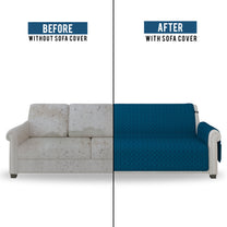 Sofa Throw Cover With Solid Pattern In Navy Blue For 1 | 2 | 3 | 4 Seater From Story@Home