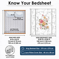 Story@home 240 TC Talespun Gold Microfiber White & Grey King Size Marble Floral Bedsheet with 2 Pillow Covers