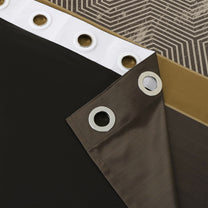 2 Pcs Dark Brown Abstract Digital Faux Silk Medium room Darkening Window | Door | Long Door Curtains