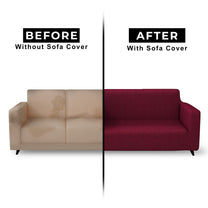 Story@Home Elastic Stretchable 1 | 2 | 3 | 4 Seater Wine Red Criss Cross Pattern Sofa Cover