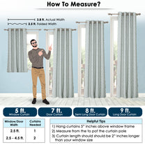 2 Pcs 400 GSM Grey Azurio Jacquard Window / Door / Semi Long Door/ Long Door Curtains