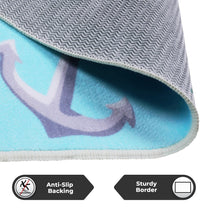 Story@Home Sky Blue Sea Pirate Design Printed Carpet With Anti-Skid Back For Kids