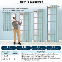 2 Pcs Bluish Grey Sheer Transparent Linen Sheer Window | Door | Semi Long Door | Long Door Curtains