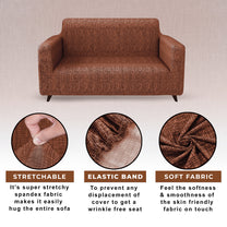 Sofa Cover Combo – 2 Pcs 1 Seater and 1 Pc 3 Seater Elastic Stretchable in Light Brown Solid Pattern by Story@Home