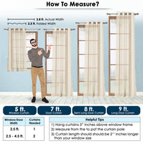 2 Pcs Cream Sheer Transparent Linen Sheer Window | Door | Semi Long Door | Long Door Curtains