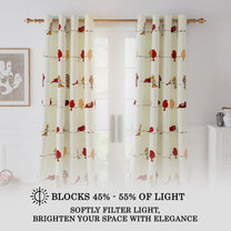 2 Pcs 300GSM Red Bohemian Cotton Canvas Curtain Window/Door/Semi Long Door/Long Door Curtains