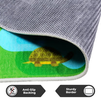 Story@Home Green Zoo Animals Design Printed Carpet With Anti-Skid Back For Kids