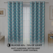 2 Pcs 400 GSM Blue Azurio Jacquard Window / Door / Semi Long Door/ Long Door Curtains