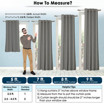 2 Pcs Blackout Serene Duo Grey Solid Window/Door/Semi Long Door/Long Door Curtains
