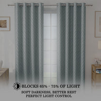 2 Pcs 400 GSM Grey Azurio Jacquard Window / Door / Semi Long Door/ Long Door Curtains